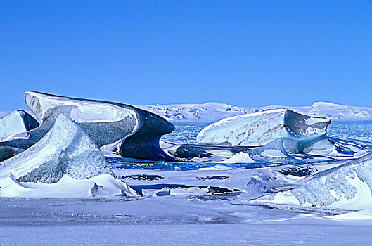 冰河,湖,冰冻,冰山,冬天,冰岛,欧洲