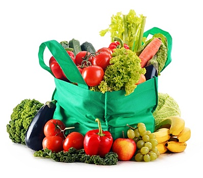 绿色,购物袋,品种,新鲜,有机,蔬菜