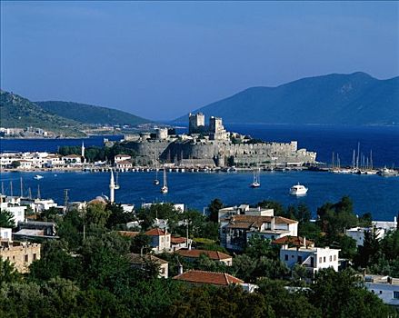 城堡,博德鲁姆,爱琴海,海岸,土耳其