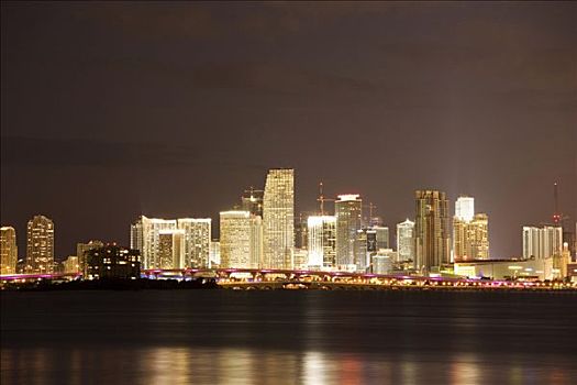 夜晚,迈阿密,佛罗里达,美国