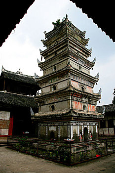 重庆市北培区,原江北县,柳荫乡塔坪寺寺内耸立建于公元1176年的宋代石塔
