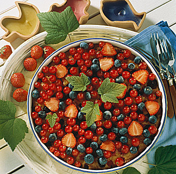 浆果点心,红醋栗,蓝莓,草莓