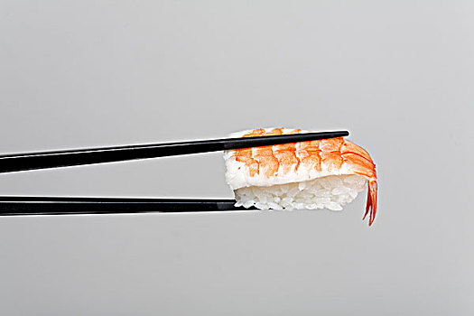 黑色,筷子,拿着,握寿司,寿司,虾,挪威海蛰虾,尾部