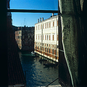 运河,排,小船,粗厚,17世纪,玻璃,文艺复兴,窗户,威尼斯,邸宅