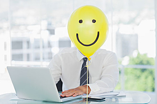 黄色,气球,笑脸,隐藏,脸,智慧,办公室