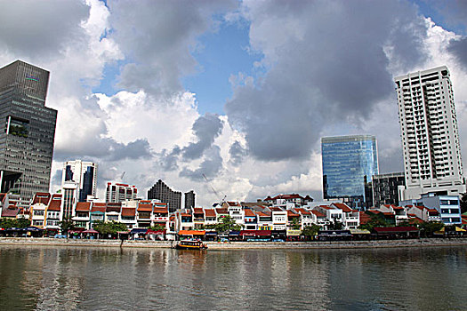 现代,新加坡城,对比,历史,商店,河