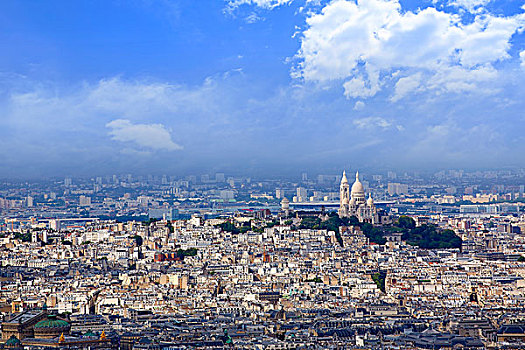 俯视,巴黎,天际线,法国