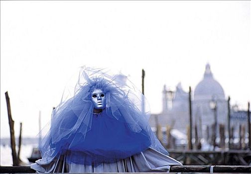狂欢,面具,蓝色,服饰,传统,威尼斯,意大利,欧洲