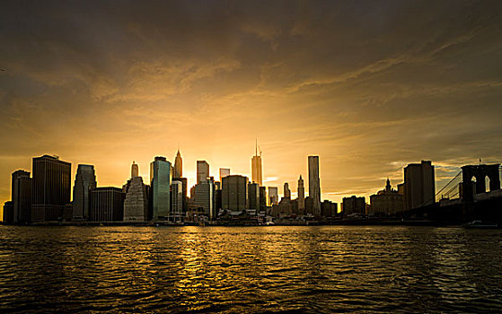 日落,高处,曼哈顿,纽约,美国