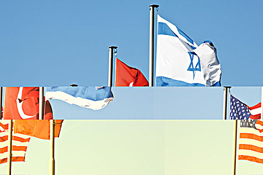 旗帜,旗杆,美国,土耳其,以色列