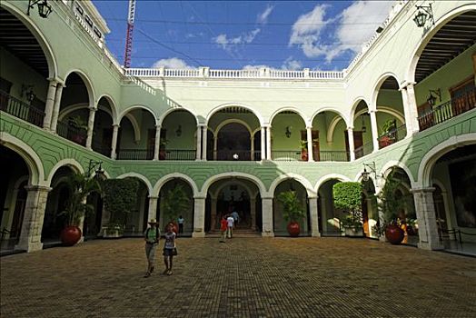 院落,历史,中心,梅里达,尤卡坦半岛,墨西哥