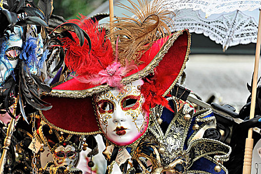 面具,纪念品,销售,货摊,威尼斯,威尼托,意大利,欧洲
