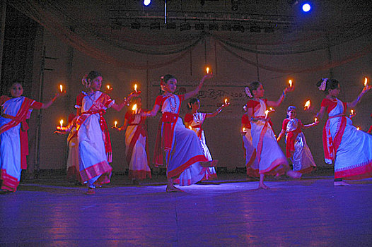 孟加拉,舞者,表演,跳舞,节日,达卡,首都,四月,2007年