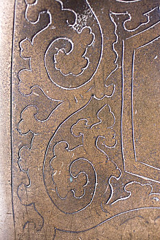 北京白云观内的铜马身上的雕刻特写