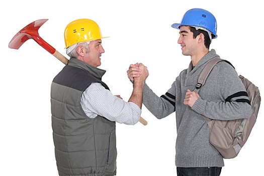 建筑工人,握手