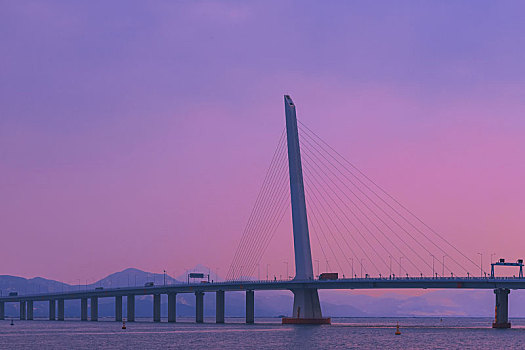 深圳湾大桥日落