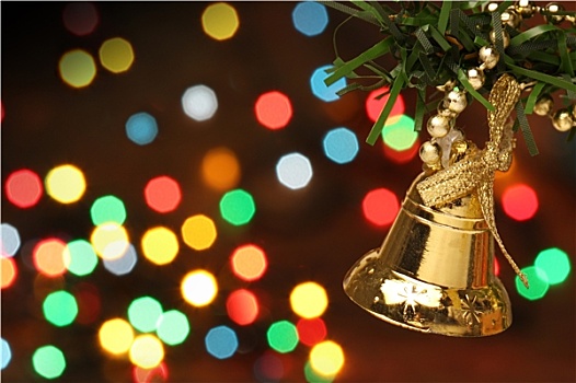 圣诞节,铃,悬挂,枝条,树
