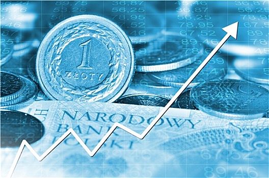 箭头,图表,向上,波兰,货币,背景