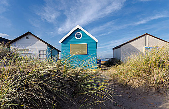 蓝色,白色,海滩小屋
