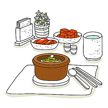 插画,食物,筷子