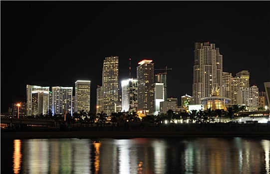 市区,迈阿密,夜晚,佛罗里达,美国