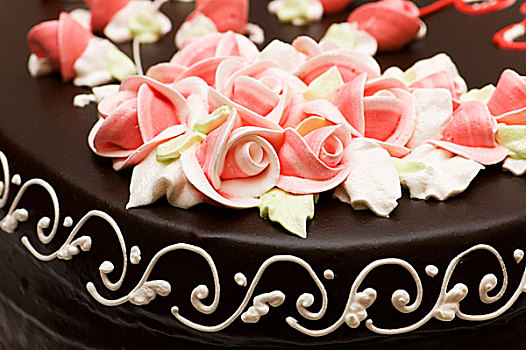 特写,玫瑰,装饰,蛋糕