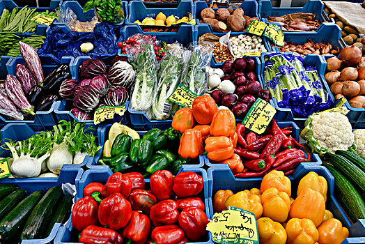 多样,蔬菜,市场摊位,杜塞尔多夫,北莱茵威斯特伐利亚,德国,欧洲
