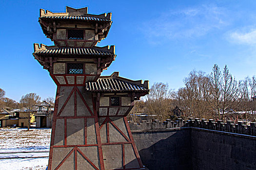 中国涿州影视城的古代建筑亭子