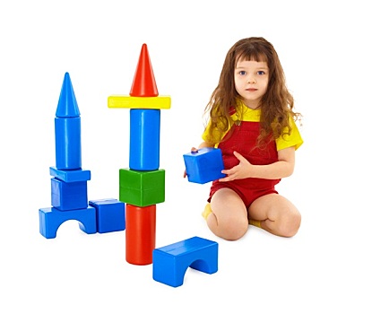 孩子,玩具,城堡,地板