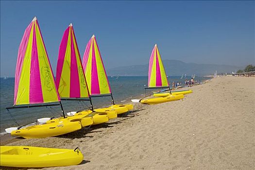 帆船,胜地,海滩,伯罗奔尼撒半岛,希腊