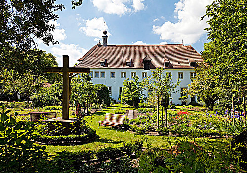 寺院,花园,北莱茵威斯特伐利亚,德国,欧洲