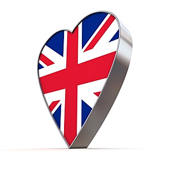 坚实,光泽,金属,心形,旗帜,英国