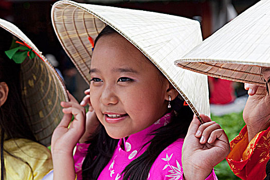 越南,胡志明市,女孩,衣服,传统,越南人,服饰
