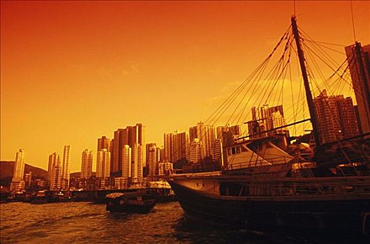 船,港口,香港