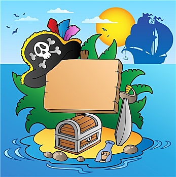 信息板,海盗,岛屿,船