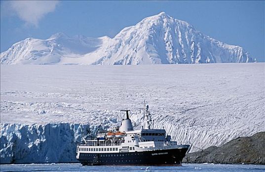 南极,游船,正面,山