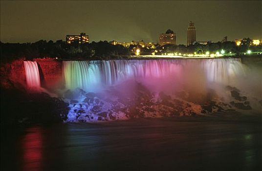 尼亚加拉瀑布,光亮,夜晚,加拿大