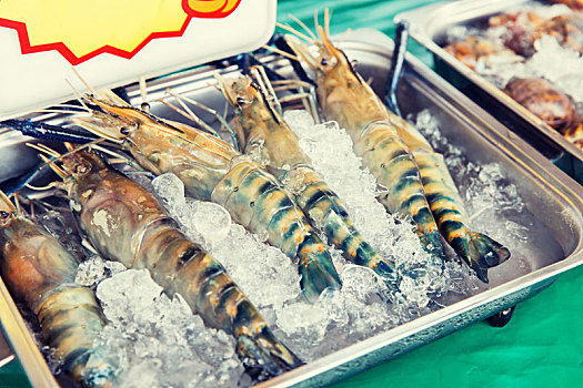 虾,海鲜,冰,亚洲,街边市场