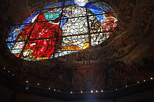 意大利,托斯卡纳,佛罗伦萨,中央教堂,大教堂,室内,彩色玻璃窗