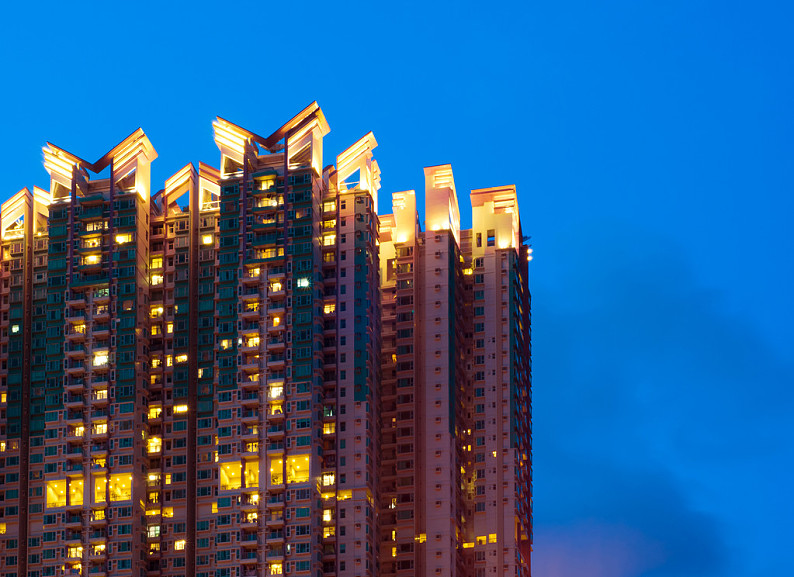 住宅,夜晚,夜景,香港,高层建筑_高清图片_全景视觉