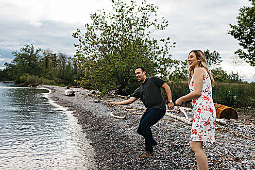 情侣,石头,海滩,加拿大