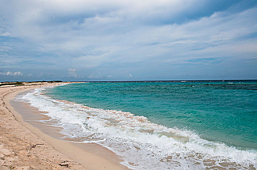波浪,击打,海滩,阿鲁巴,小安的列斯群岛,加勒比