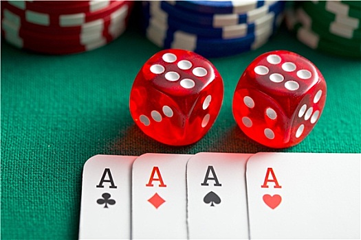 红色,赌场,骰子,纸牌