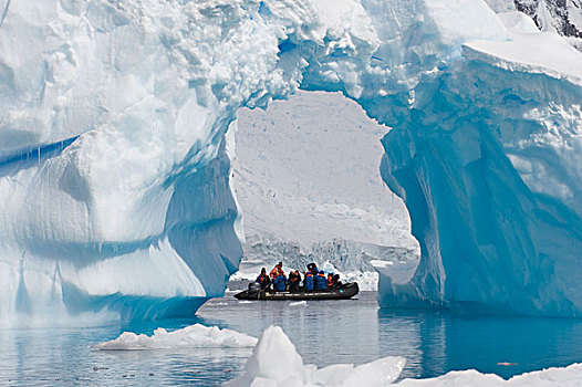 旅游,冰山,充气,船,游船,南极