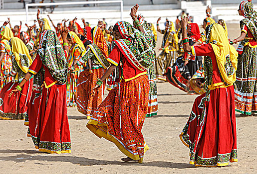 印度,女孩,彩色,种族,衣服,跳舞,普什卡,拉贾斯坦邦,亚洲