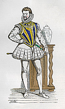 公爵,外观,法国士兵,政治家,16世纪