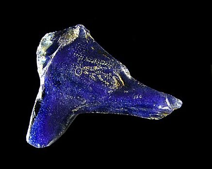 玻璃,碎片,形态,动物头部,托勒密王朝时期,埃及,世纪