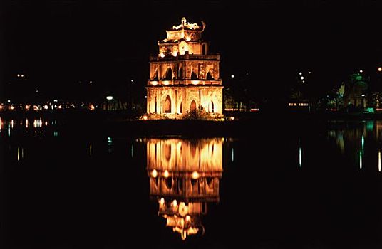 越南,河内,庙宇,中心,湖