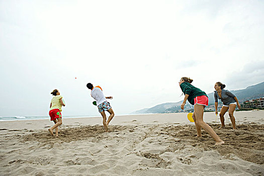 青少年,朋友,玩,海滩