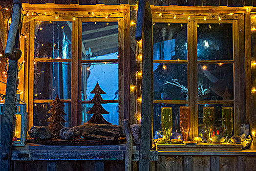 圣诞气氛,装饰,窗户,欧洲,瑞士